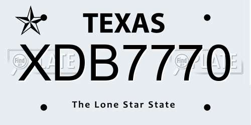 XDB7770 Texas License Plate