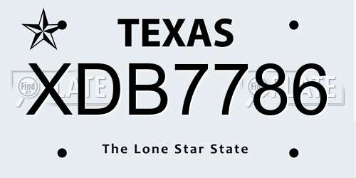 XDB7786 Texas License Plate