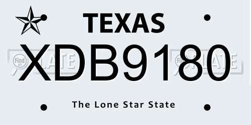XDB9180 Texas License Plate