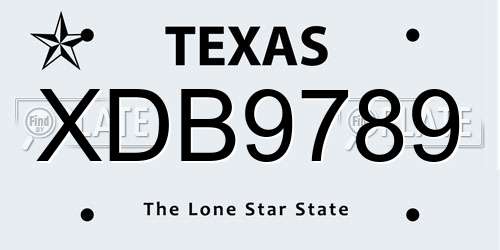 XDB9789 Texas License Plate