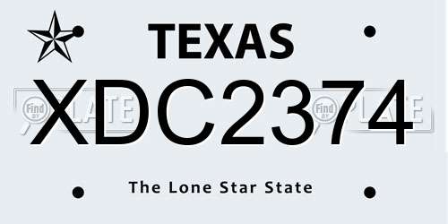 XDC2374 Texas License Plate