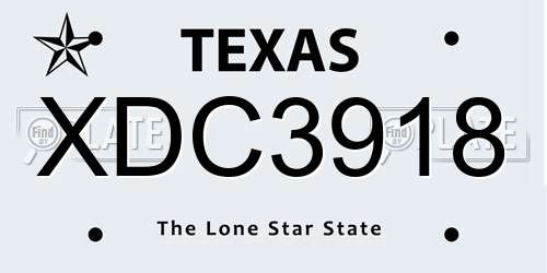 XDC3918 Texas License Plate
