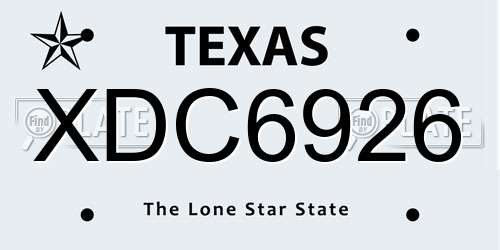 XDC6926 Texas License Plate