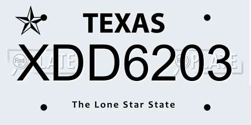 XDD6203 Texas License Plate