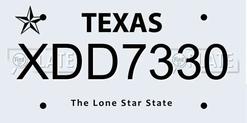 XDD7330 Texas License Plate