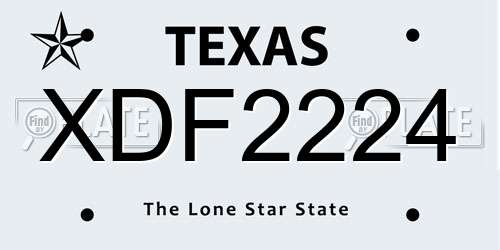 XDF2224 Texas License Plate