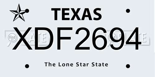 XDF2694 Texas License Plate