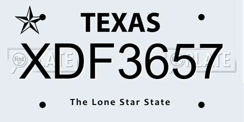 XDF3657 Texas License Plate