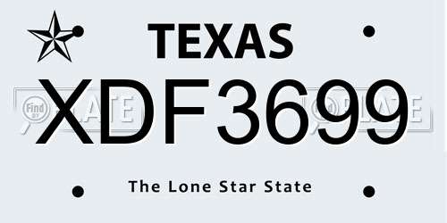 XDF3699 Texas License Plate