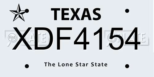 XDF4154 Texas License Plate