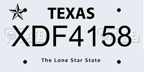 XDF4158 Texas License Plate