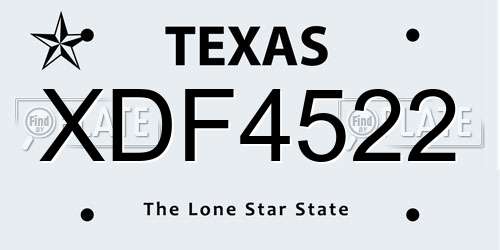 XDF4522 Texas License Plate