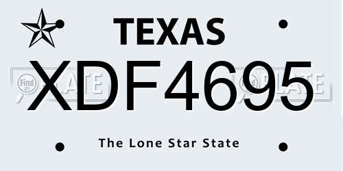 XDF4695 Texas License Plate