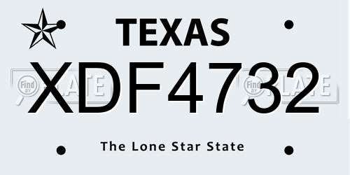 XDF4732 Texas License Plate