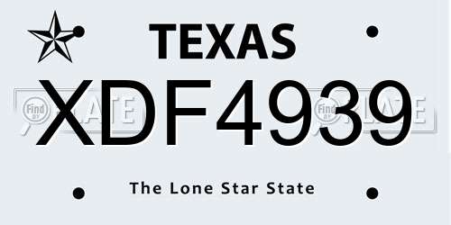 XDF4939 Texas License Plate
