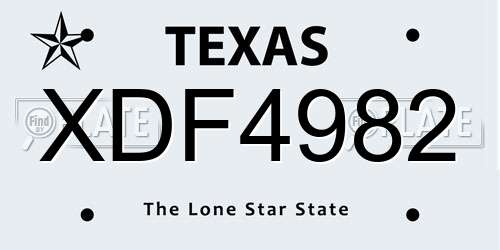 XDF4982 Texas License Plate