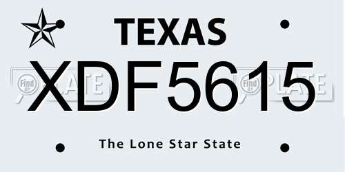 XDF5615 Texas License Plate