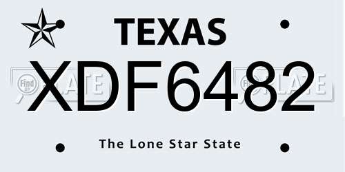 XDF6482 Texas License Plate