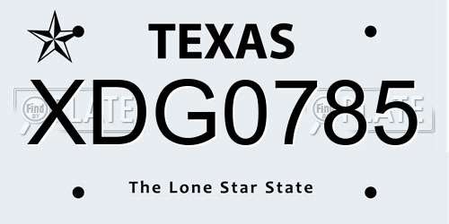XDG0785 Texas License Plate