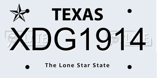 XDG1914 Texas License Plate