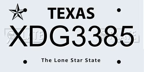 XDG3385 Texas License Plate
