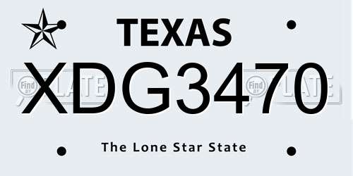 XDG3470 Texas License Plate