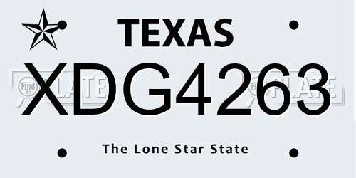 XDG4263 Texas License Plate