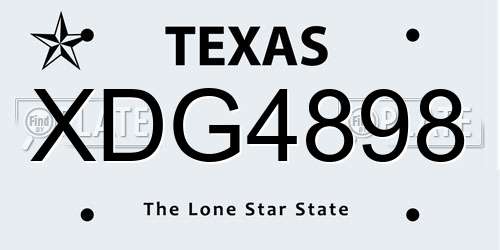 XDG4898 Texas License Plate