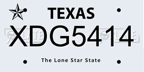 XDG5414 Texas License Plate