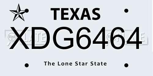XDG6464 Texas License Plate