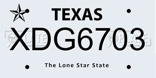 XDG6703 Texas License Plate