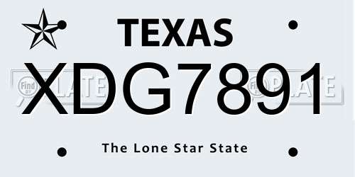 XDG7891 Texas License Plate