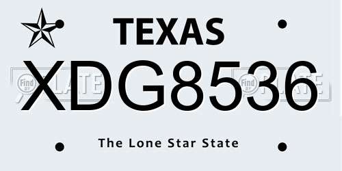 XDG8536 Texas License Plate