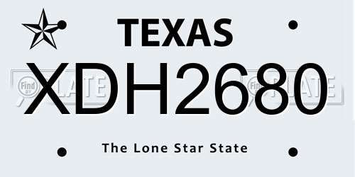 XDH2680 Texas License Plate