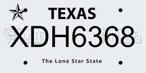 XDH6368 Texas License Plate