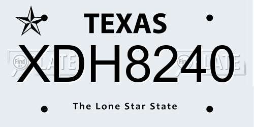 XDH8240 Texas License Plate