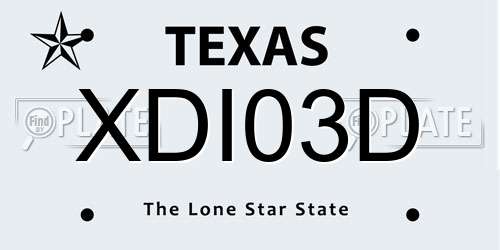 XDI03D Texas License Plate