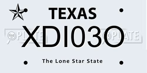 XDI03O Texas License Plate