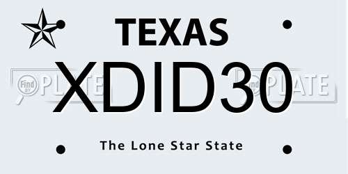 XDID30 Texas License Plate