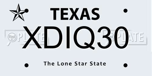 XDIQ30 Texas License Plate