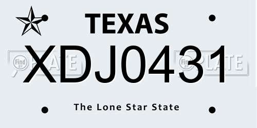 XDJ0431 Texas License Plate