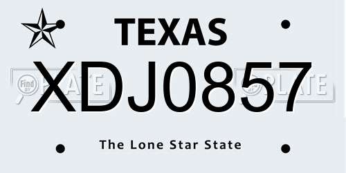 XDJ0857 Texas License Plate