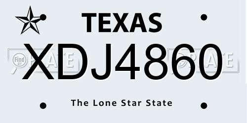 XDJ4860 Texas License Plate