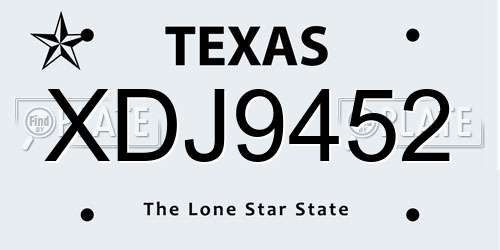 XDJ9452 Texas License Plate