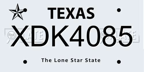 XDK4085 Texas License Plate