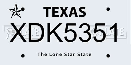 XDK5351 Texas License Plate