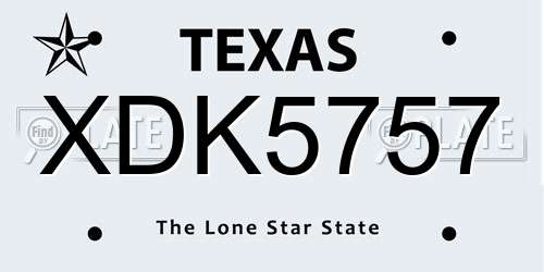 XDK5757 Texas License Plate