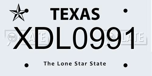 XDL0991 Texas License Plate