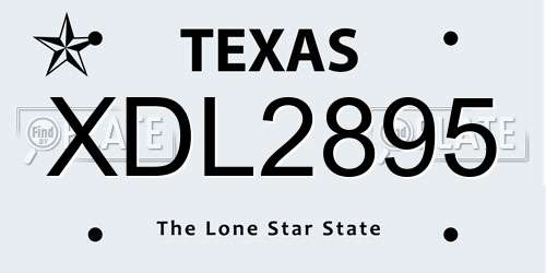 XDL2895 Texas License Plate
