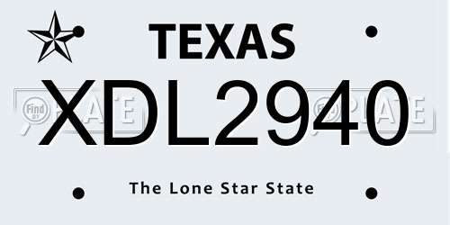 XDL2940 Texas License Plate